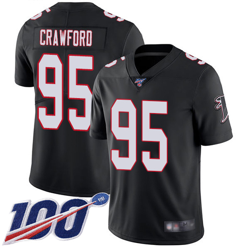 Atlanta Falcons Limited Black Men Jack Crawford Alternate Jersey NFL Football #95 100th Season Vapor Untouchable